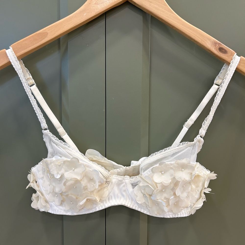 aerie White Floral Appliqué Underwire Bra